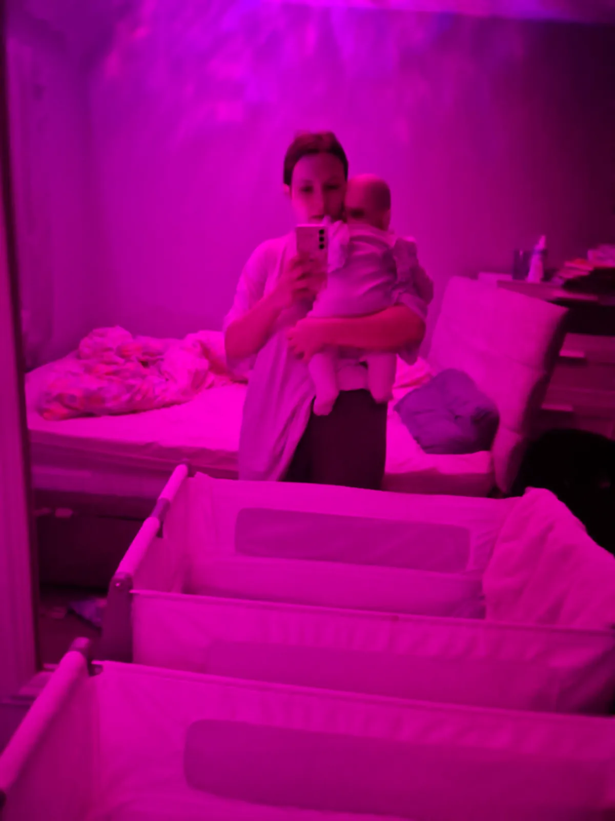 Donna with her son Wilf in the early weeks